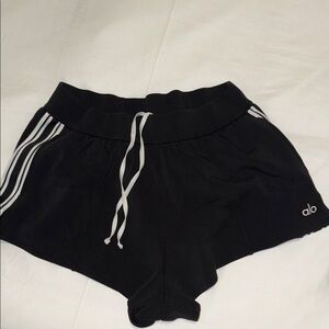 ALO Yoga Black Women's Athletic Shorts with White Trim